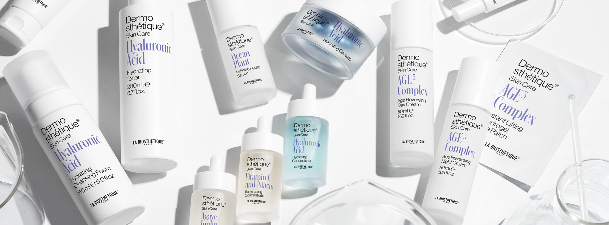Hautpflegeprodukte von La Biosthétique mit Hyaluronsäure, Vitamin C und Age³ Complex
